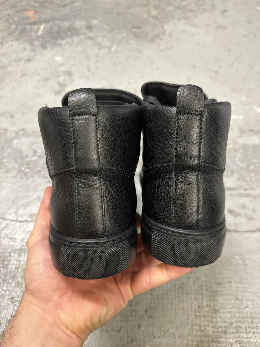 2010s Balenciaga Arena Black Cracked Leather High Top Sneakers GbwHptw 5