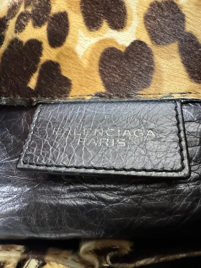 2010s Balenciaga Beige Leopard Print Pony Hair Papier Bag uXRIxED 11