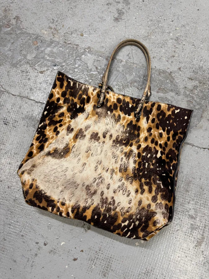 2010s Balenciaga Beige Leopard Print Pony Hair Papier Bag uXRIxED 5