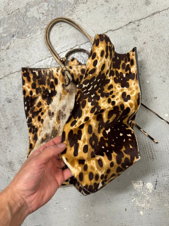 2010s Balenciaga Beige Leopard Print Pony Hair Papier Bag uXRIxED 6