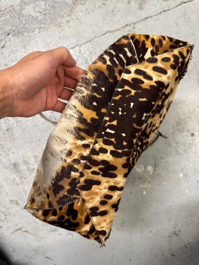 2010s Balenciaga Beige Leopard Print Pony Hair Papier Bag uXRIxED 8