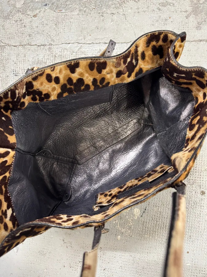 2010s Balenciaga Beige Leopard Print Pony Hair Papier Bag uXRIxED 9