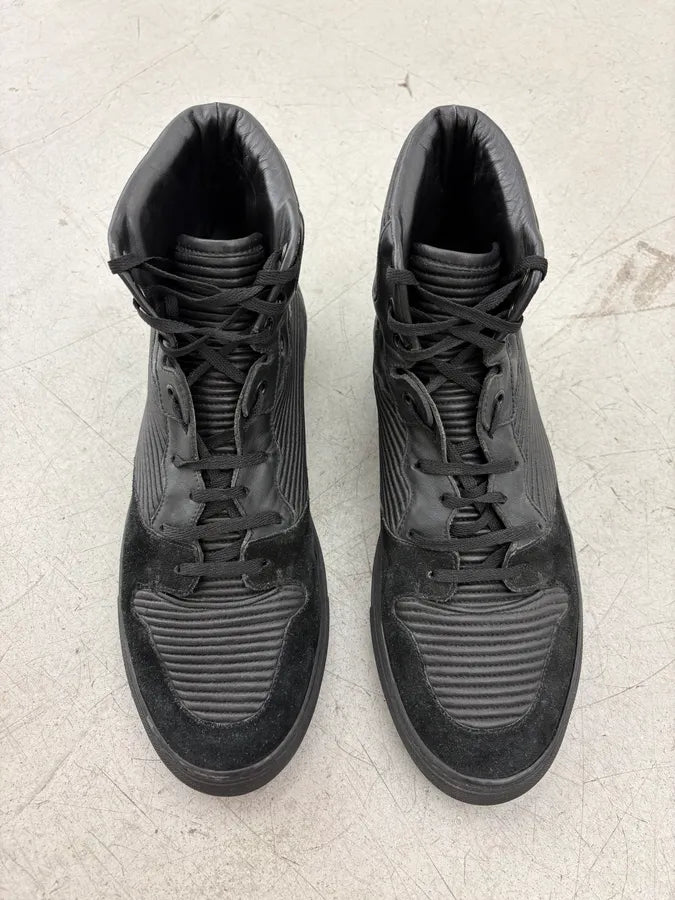 2010s Balenciaga City Black Plissed Leather High Sneakers BbTNOIt 1