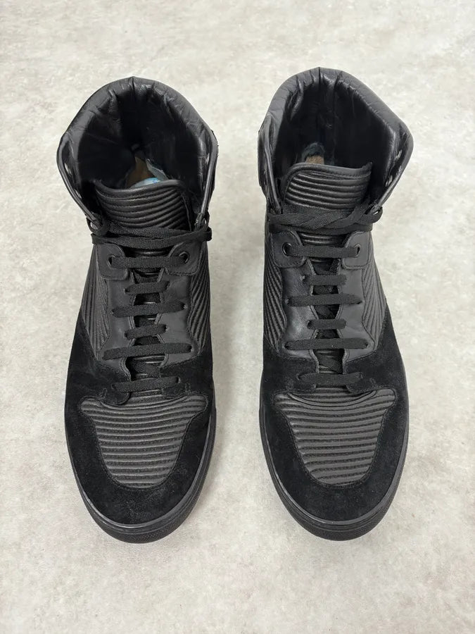 2010s Balenciaga City Black Plissed Leather High Sneakers BbTNOIt 1