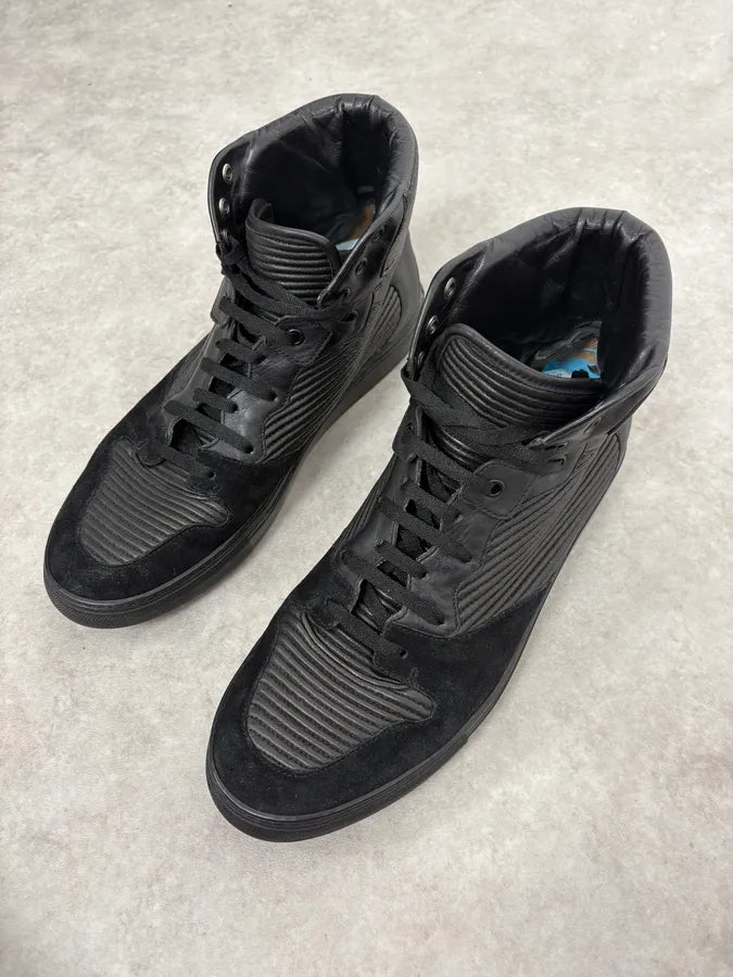 2010s Balenciaga City Black Plissed Leather High Sneakers BbTNOIt 2