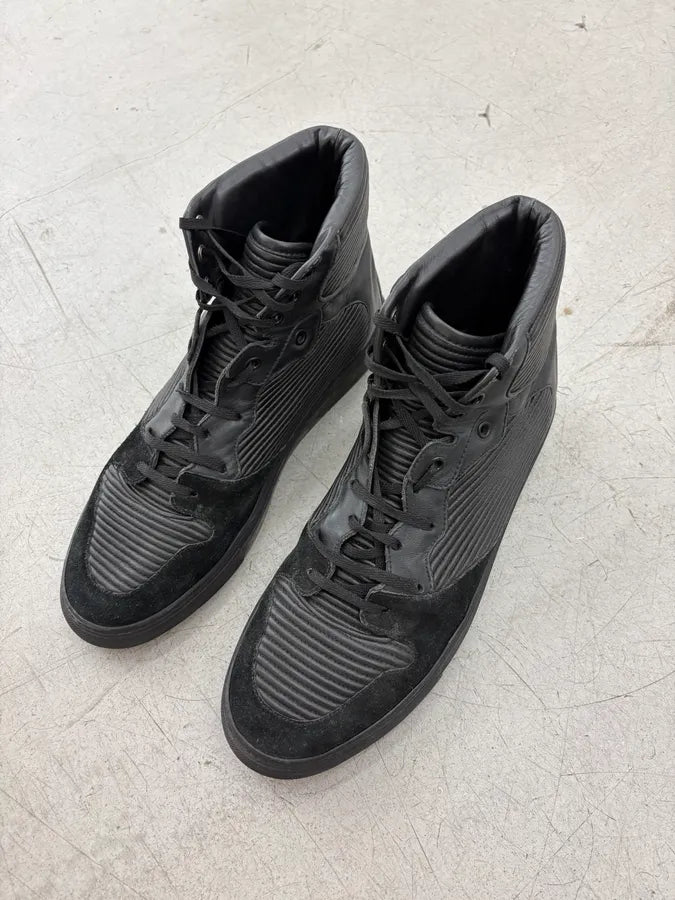 2010s Balenciaga City Black Plissed Leather High Sneakers BbTNOIt 2