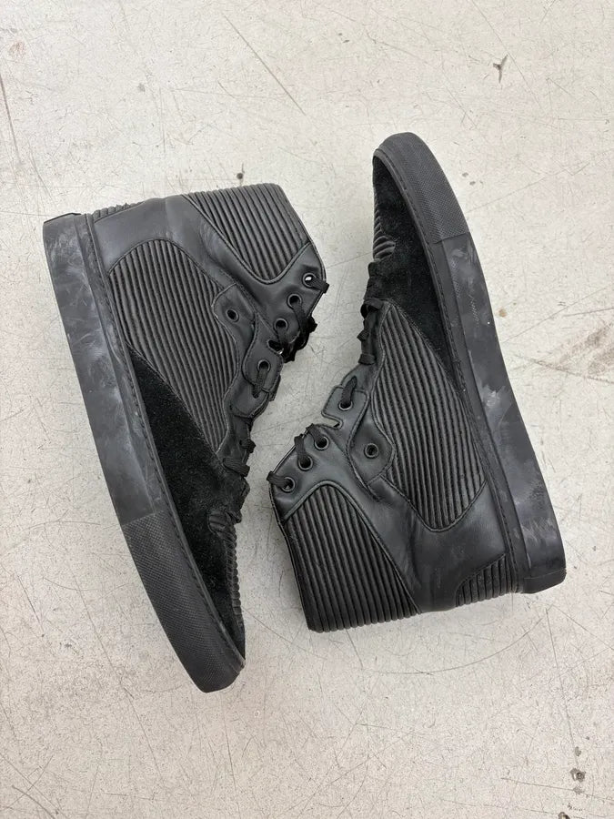 2010s Balenciaga City Black Plissed Leather High Sneakers BbTNOIt 5