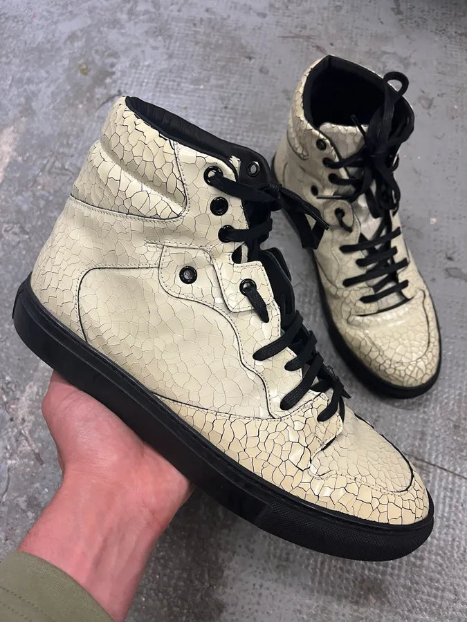 2010s Balenciaga Cracked White Paint Leather High Sneakers (42eu/us8.5) ULqQXmz 0