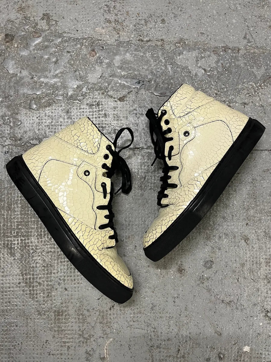 2010s Balenciaga Cracked White Paint Leather High Sneakers (42eu/us8.5) ULqQXmz 1