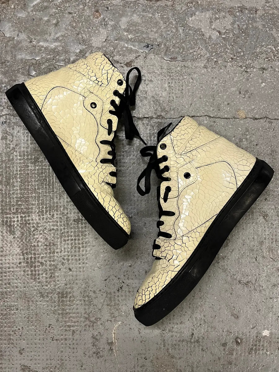2010s Balenciaga Cracked White Paint Leather High Sneakers (42eu/us8.5) ULqQXmz 2