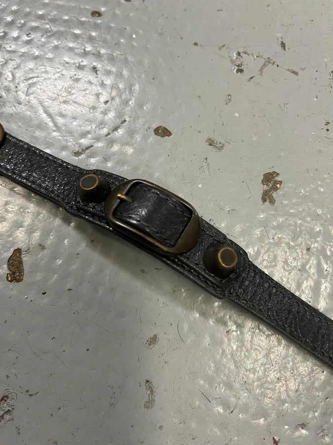 2010s Balenciaga Dark Grey Triple Buckle Leather Bracelet nhcjYmy 4