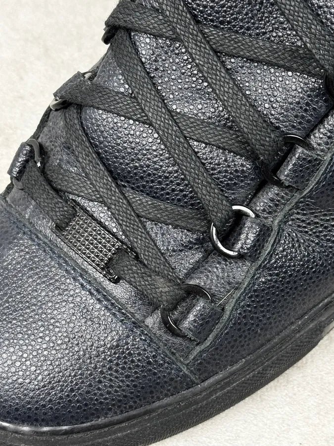 2010s Balenciaga Dark Navy Arena Grained Leather High Sneakers GDJWqCS 4