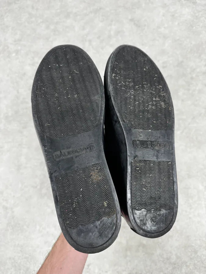 2010s Balenciaga Dark Navy Arena Grained Leather High Sneakers GDJWqCS 6