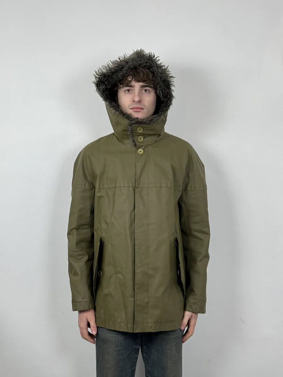 2010s Balenciaga Green Fur Hooded Parka Jacket zGUYGRh 1