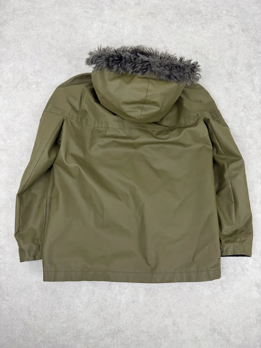 2010s Balenciaga Green Fur Hooded Parka Jacket zGUYGRh 3