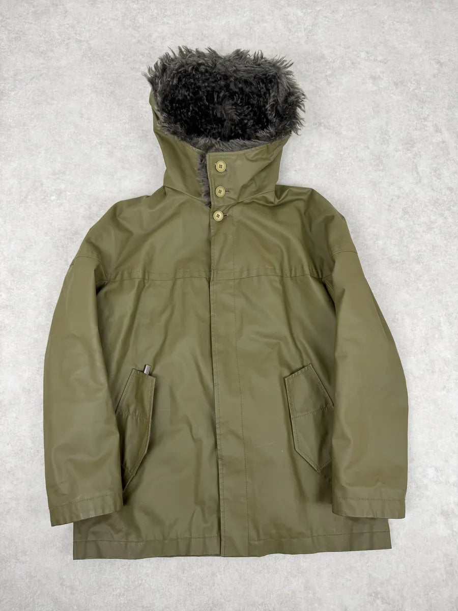 2010s Balenciaga Green Fur Hooded Parka Jacket zGUYGRh 6
