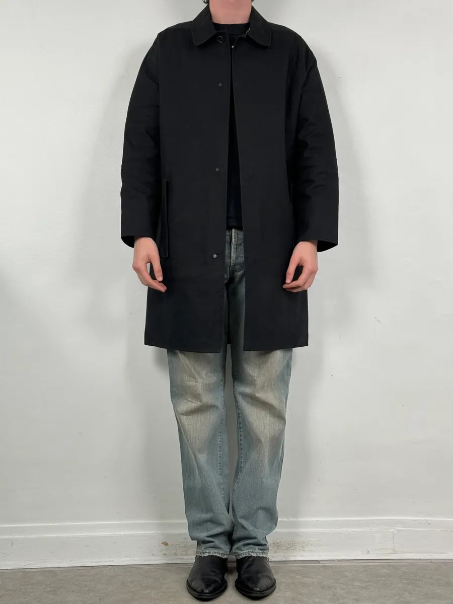 2010s Balenciaga Sample Black & Navy Geometrical Trench Coat VftfGHT 1