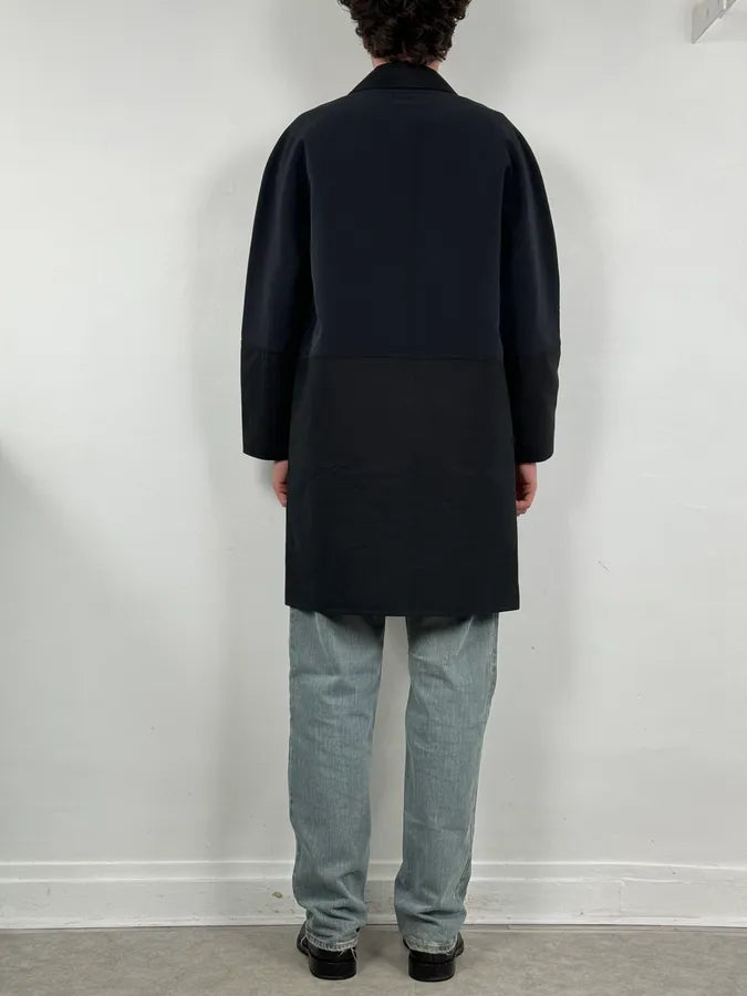 2010s Balenciaga Sample Black & Navy Geometrical Trench Coat VftfGHT 2