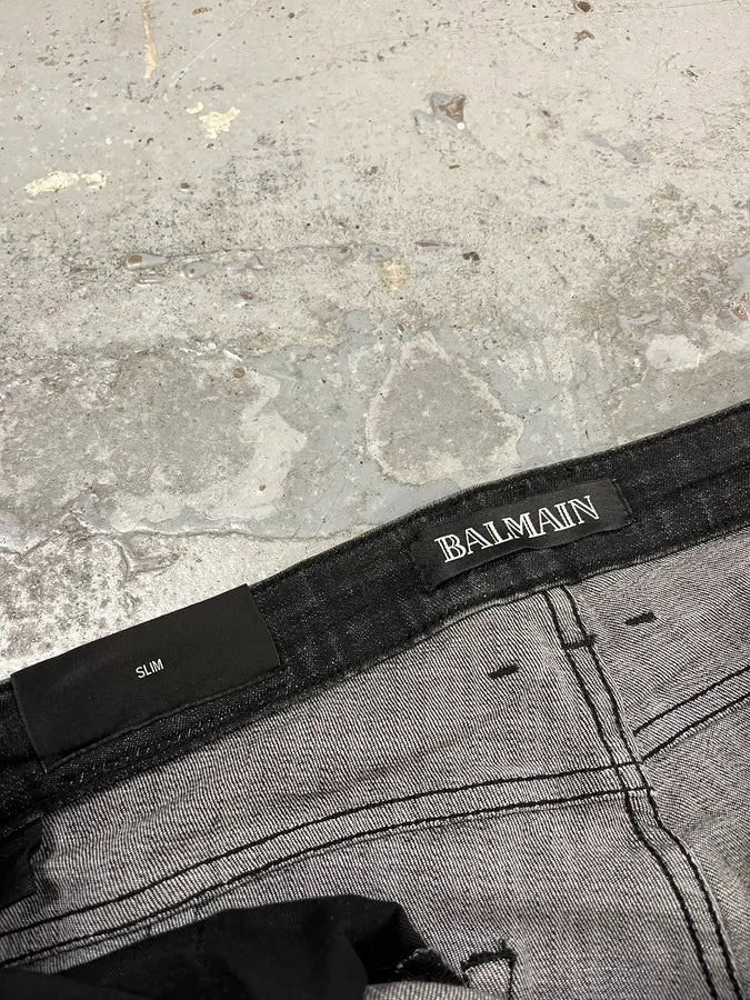2010s Balmain Biker Black Denim Jeans fZCyAOf 11