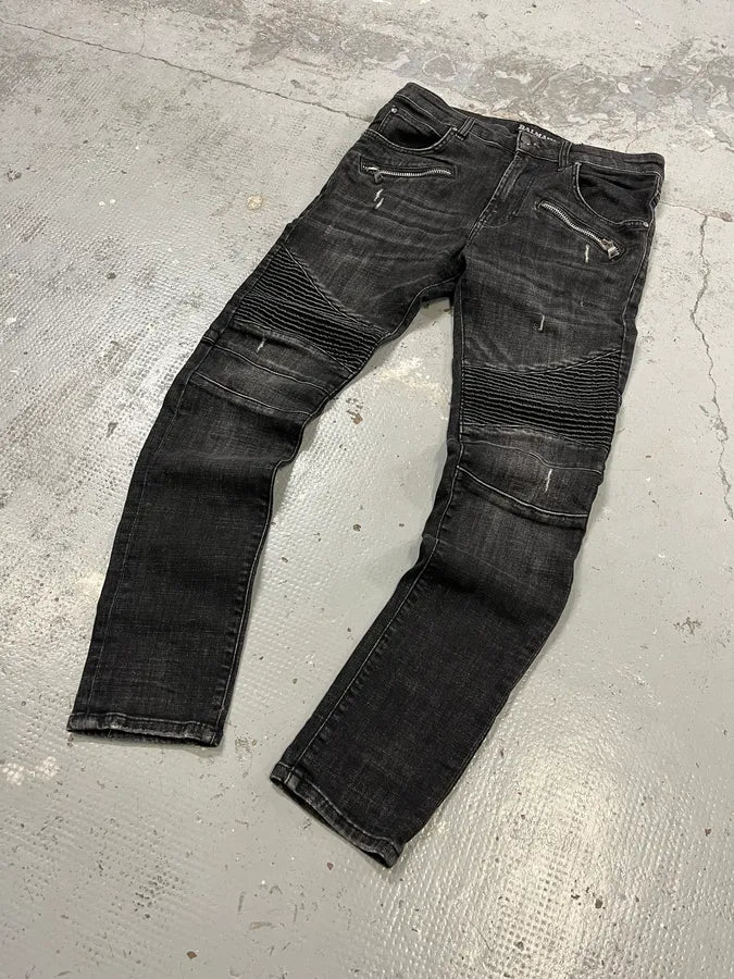 2010s Balmain Biker Black Denim Jeans fZCyAOf 2