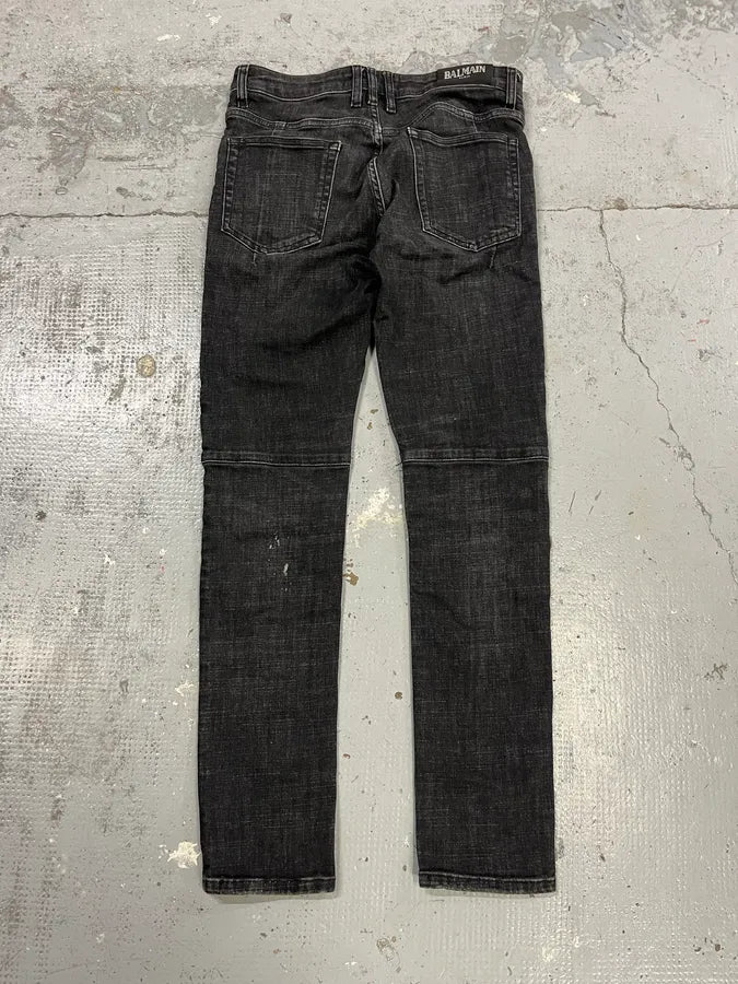 2010s Balmain Biker Black Denim Jeans fZCyAOf 7