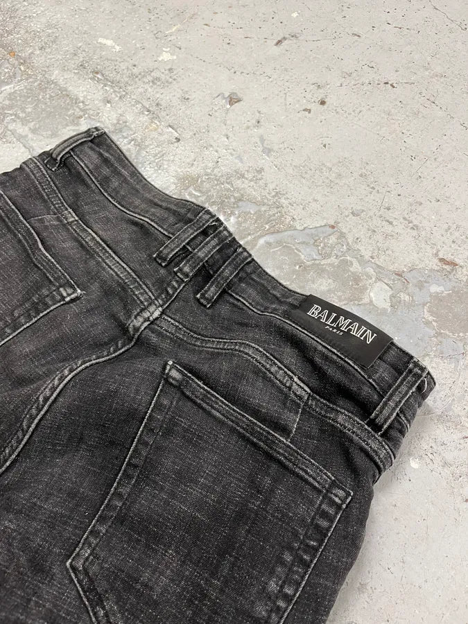 2010s Balmain Biker Black Denim Jeans fZCyAOf 8
