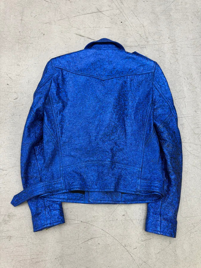 2010s Balmain Biker Electric Blue Sequin Effect Biker Jacket VsBEogC 7