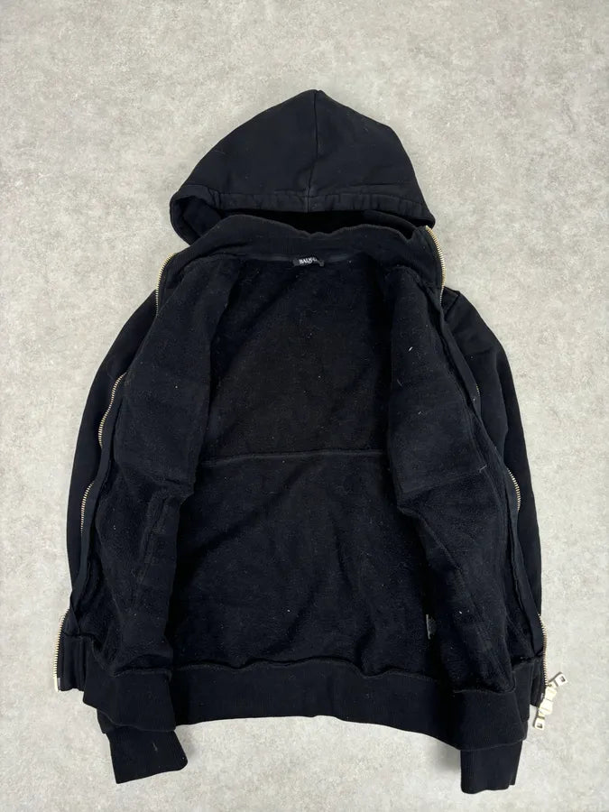 AW2017 Balmain Black Bondage Avant-Garde Zip-up Sweater kukPMfI 6