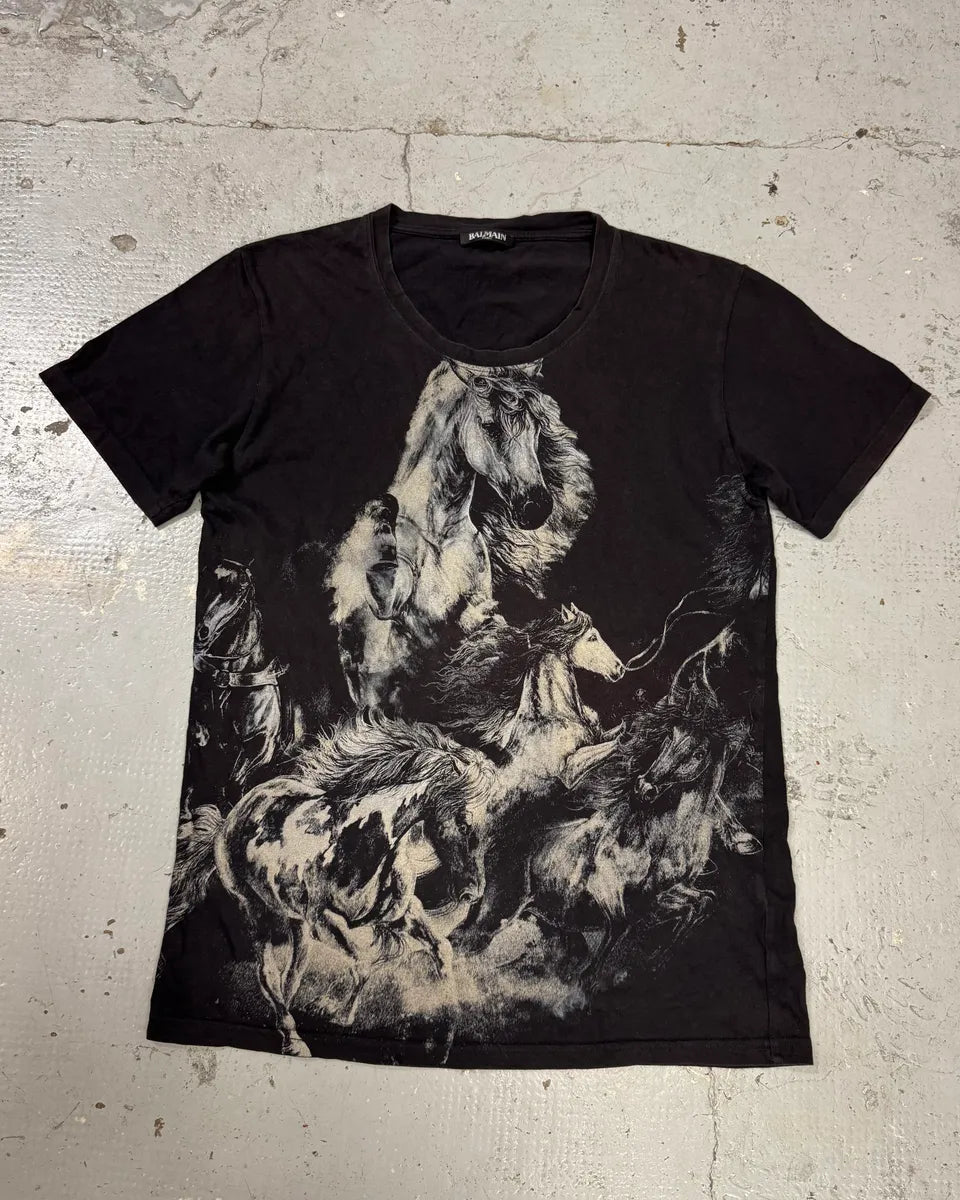 2010s Balmain Black Horses T-Shirt dOCHand 0