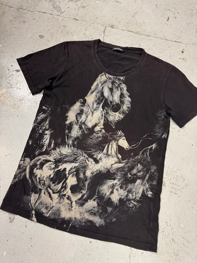 2010s Balmain Black Horses T-Shirt dOCHand 2