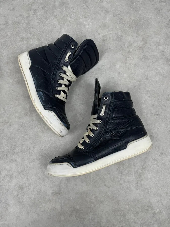 2010s Balmain Navy Leather High Top Sneakers abQmpBB 2
