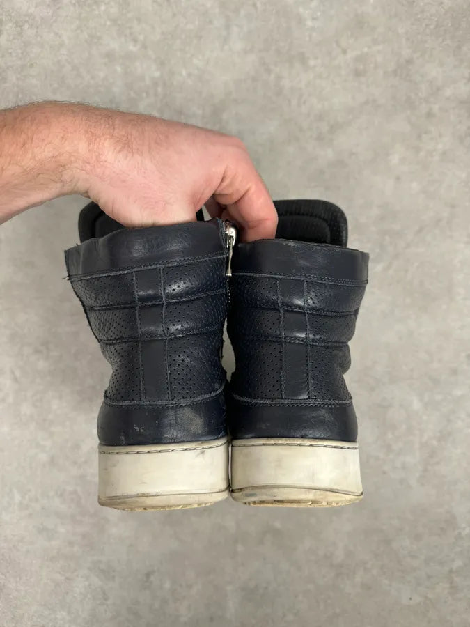 2010s Balmain Navy Leather High Top Sneakers abQmpBB 5