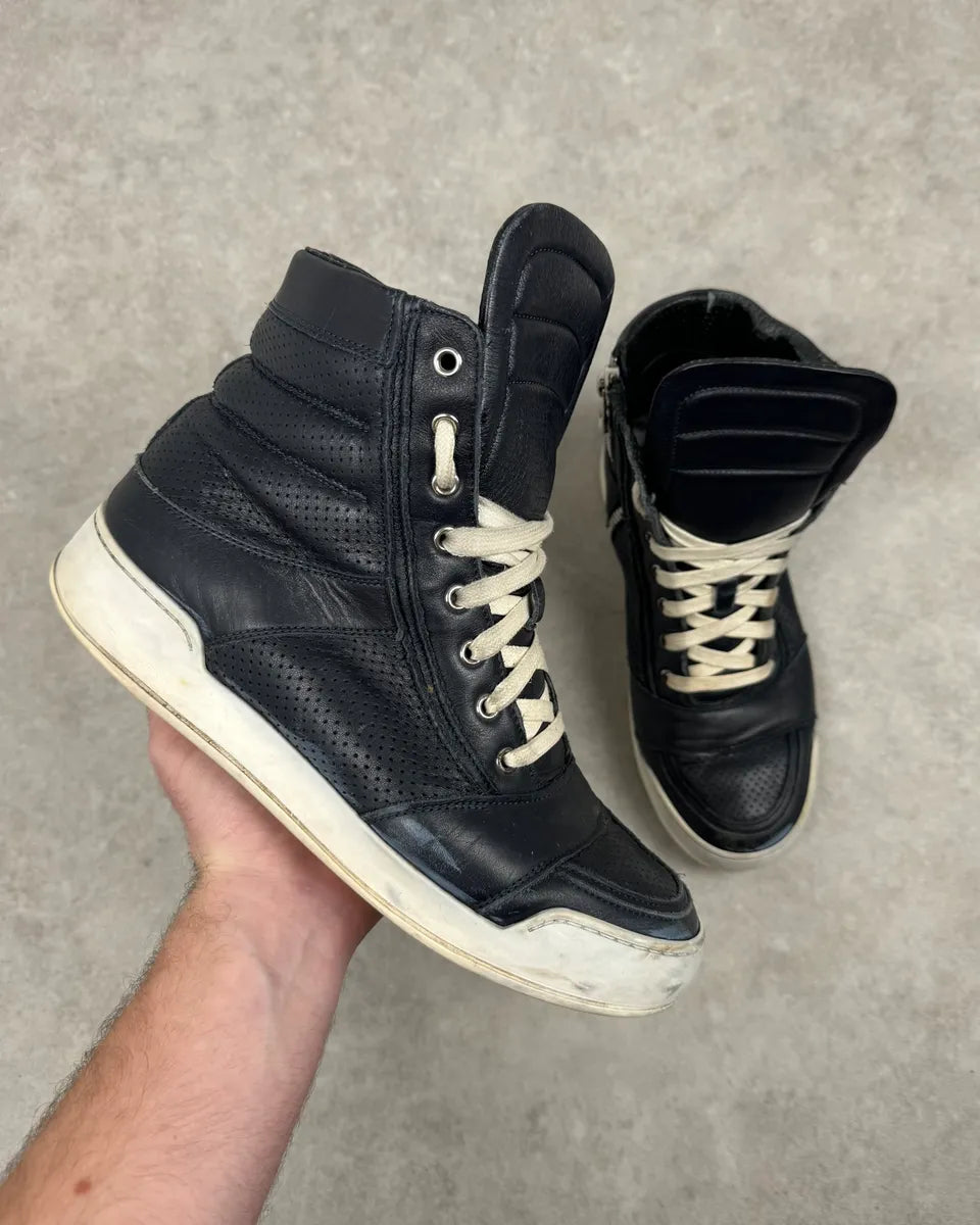 2010s Balmain Navy Leather High Top Sneakers abQmpBB 0