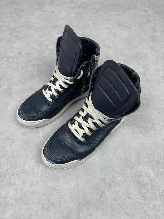 2010s Balmain Navy Leather High Top Sneakers abQmpBB 4