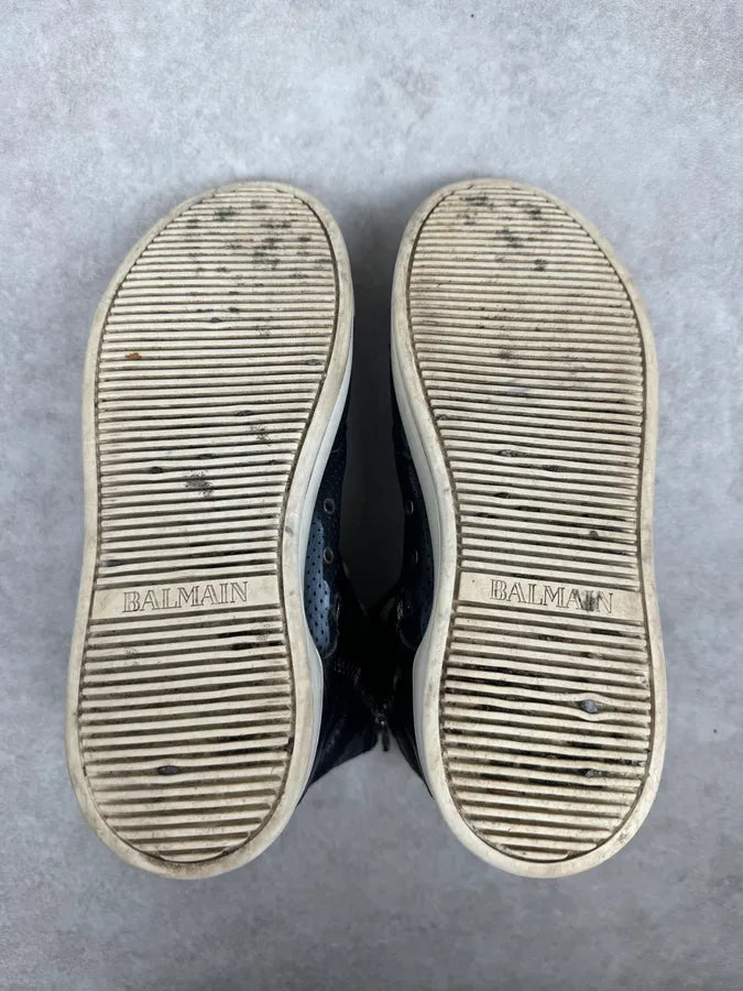 2010s Balmain Navy Leather High Top Sneakers abQmpBB 6