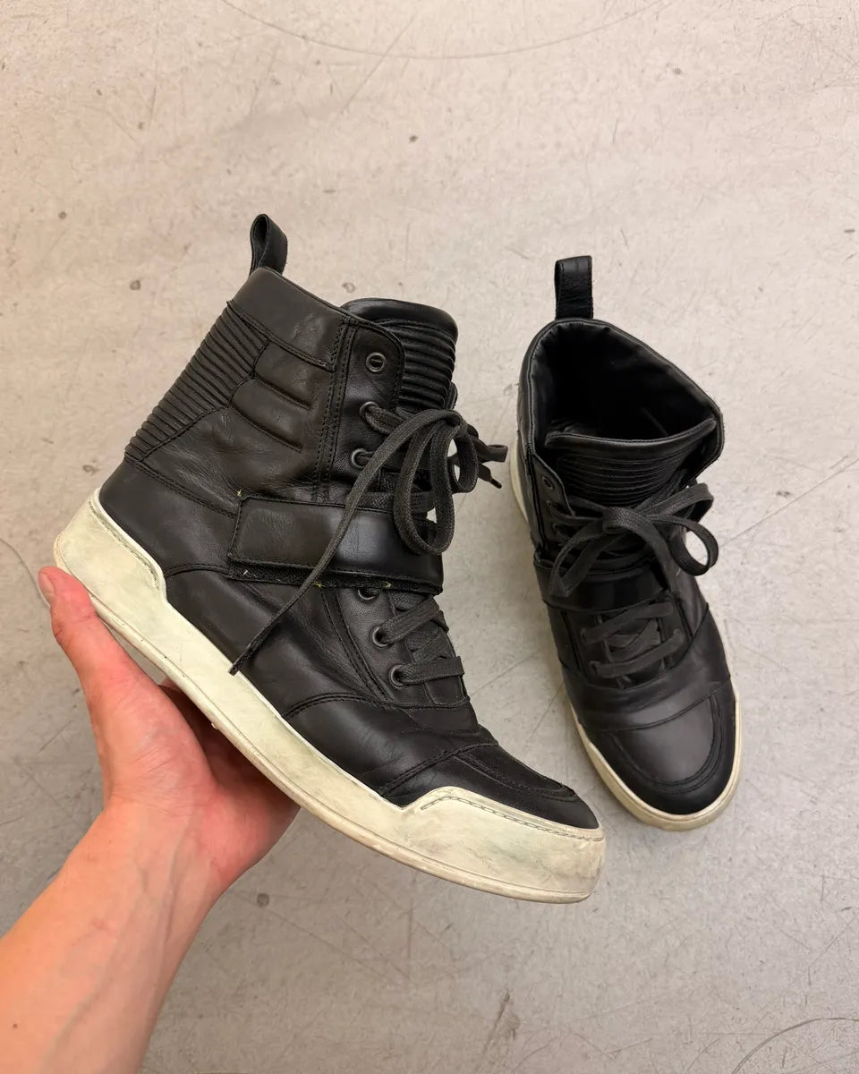 2010s Balmain Black Leather High Sneakers bxuUmdS 0