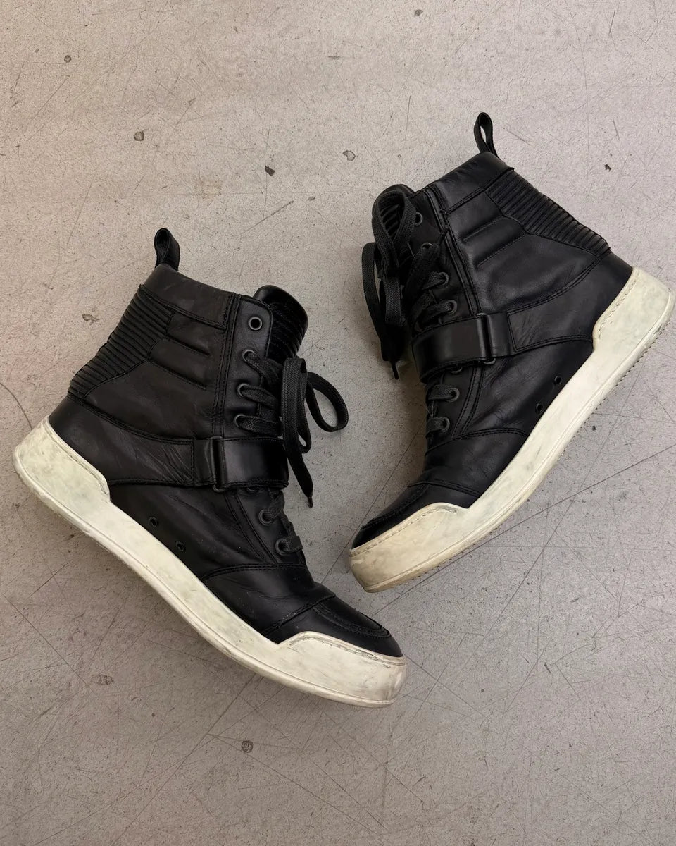 2010s Balmain Black Leather High Sneakers bxuUmdS 2