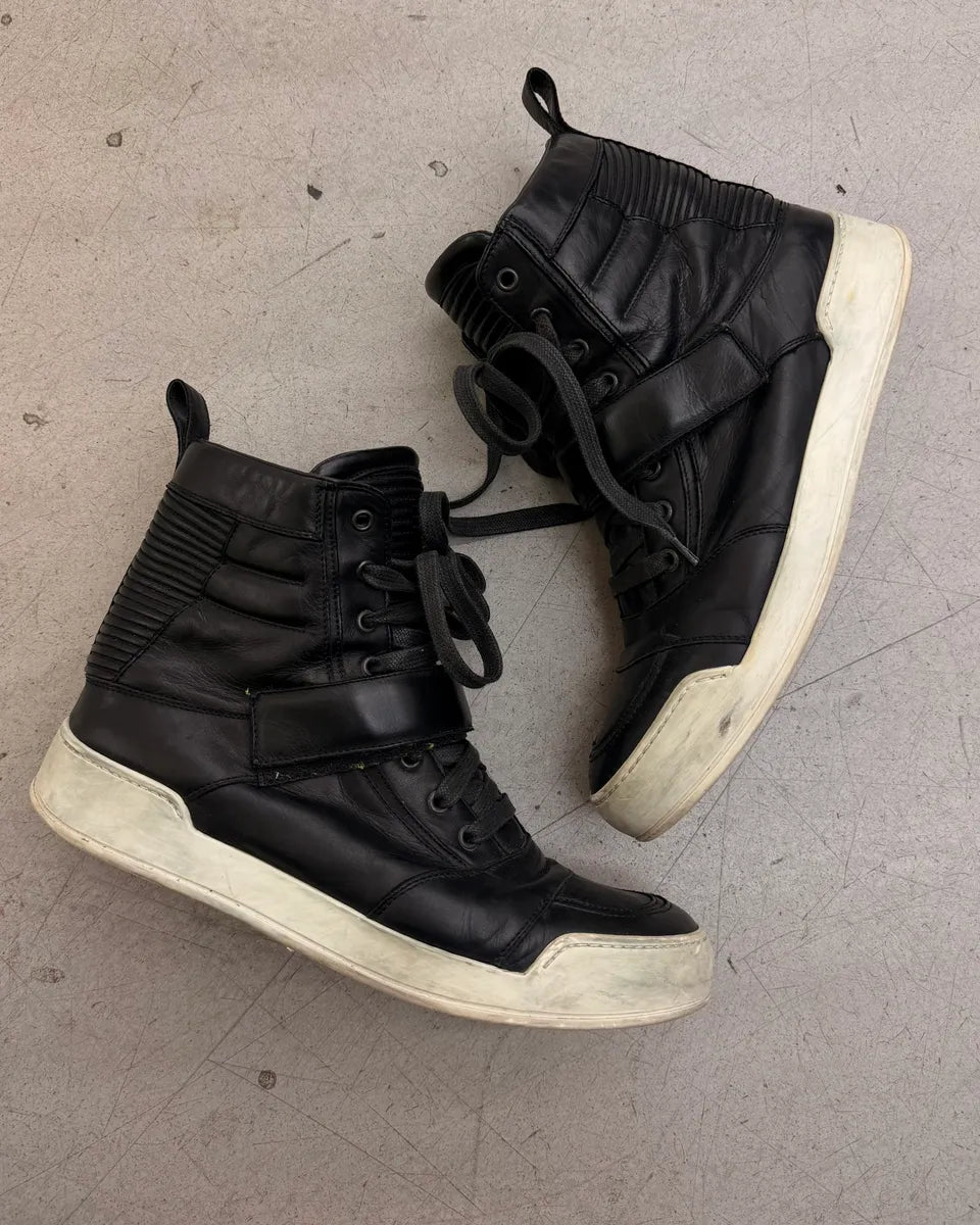 2010s Balmain Black Leather High Sneakers bxuUmdS 3