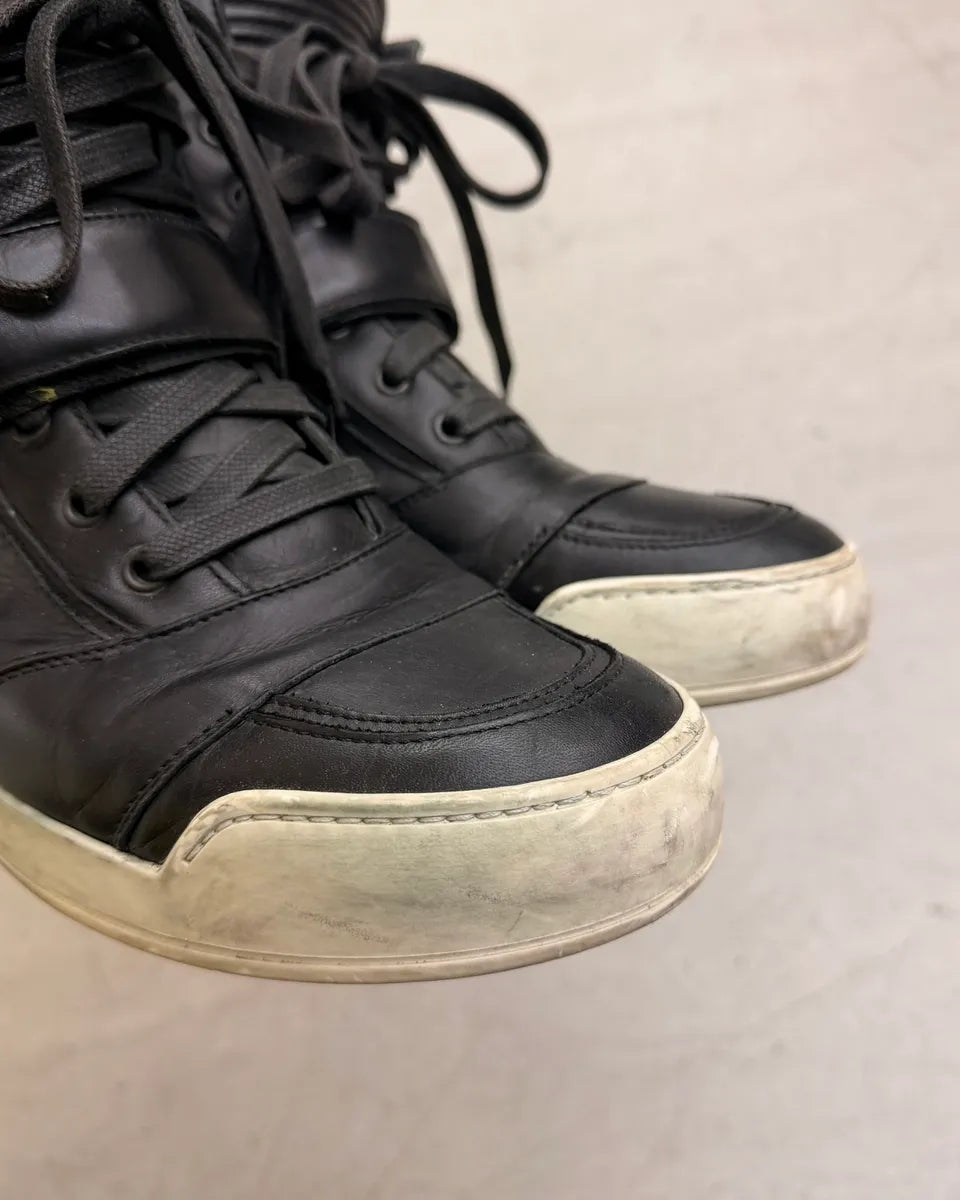 2010s Balmain Black Leather High Sneakers bxuUmdS 6