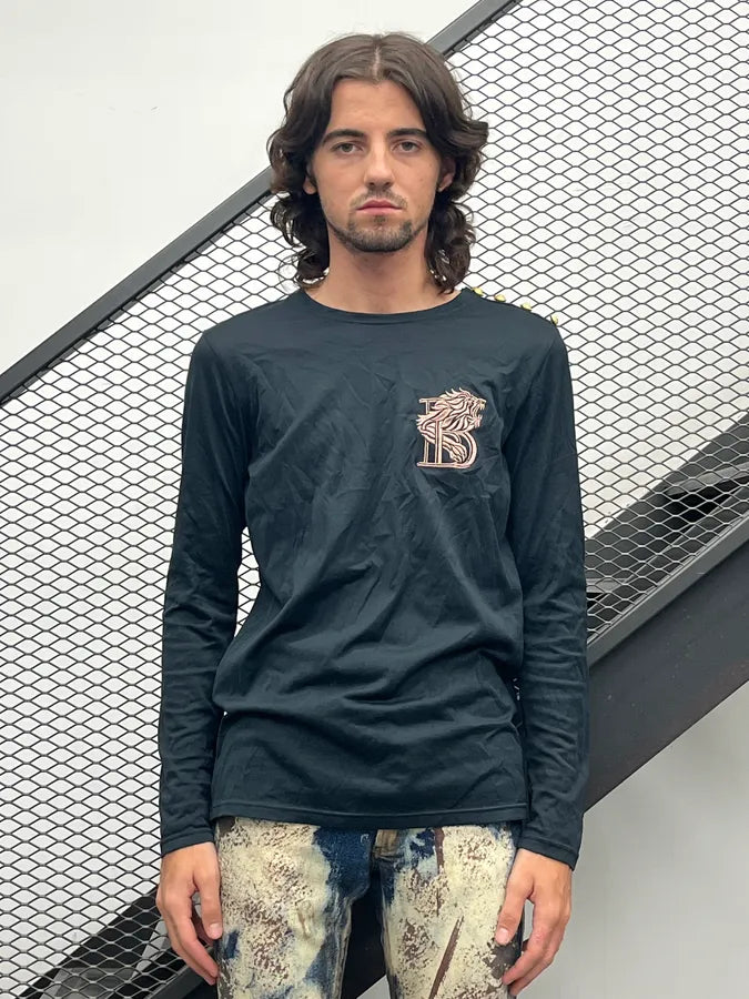 SS2017 Balmain Black Lion Embroidered Buttoned Longsleeve EVKOQUQ 1