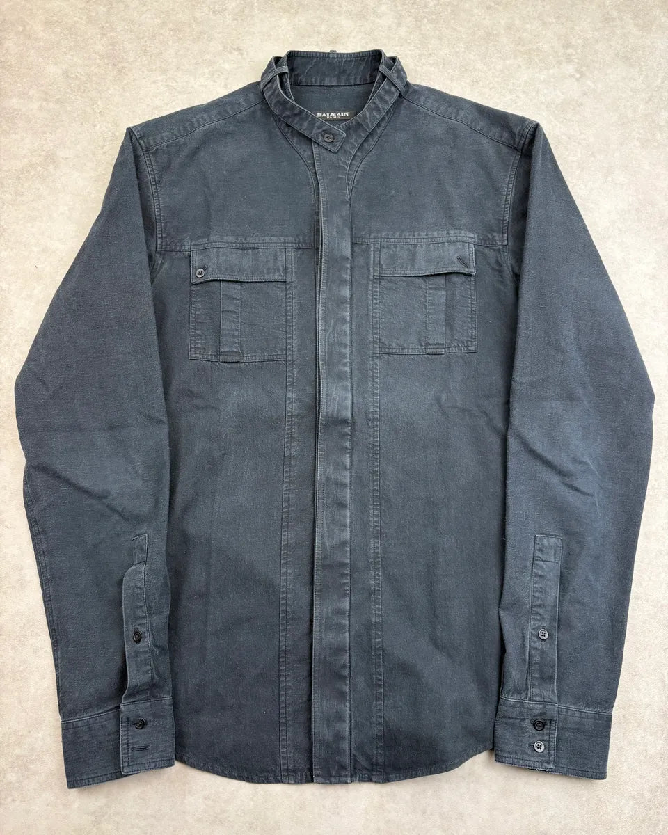 SS2013 Balmain Black Multi Pockets Cargo Shirt FUsIuGA 0
