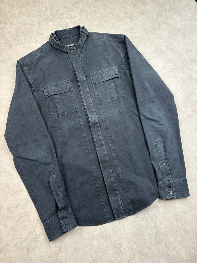 SS2013 Balmain Black Multi Pockets Cargo Shirt FUsIuGA 3