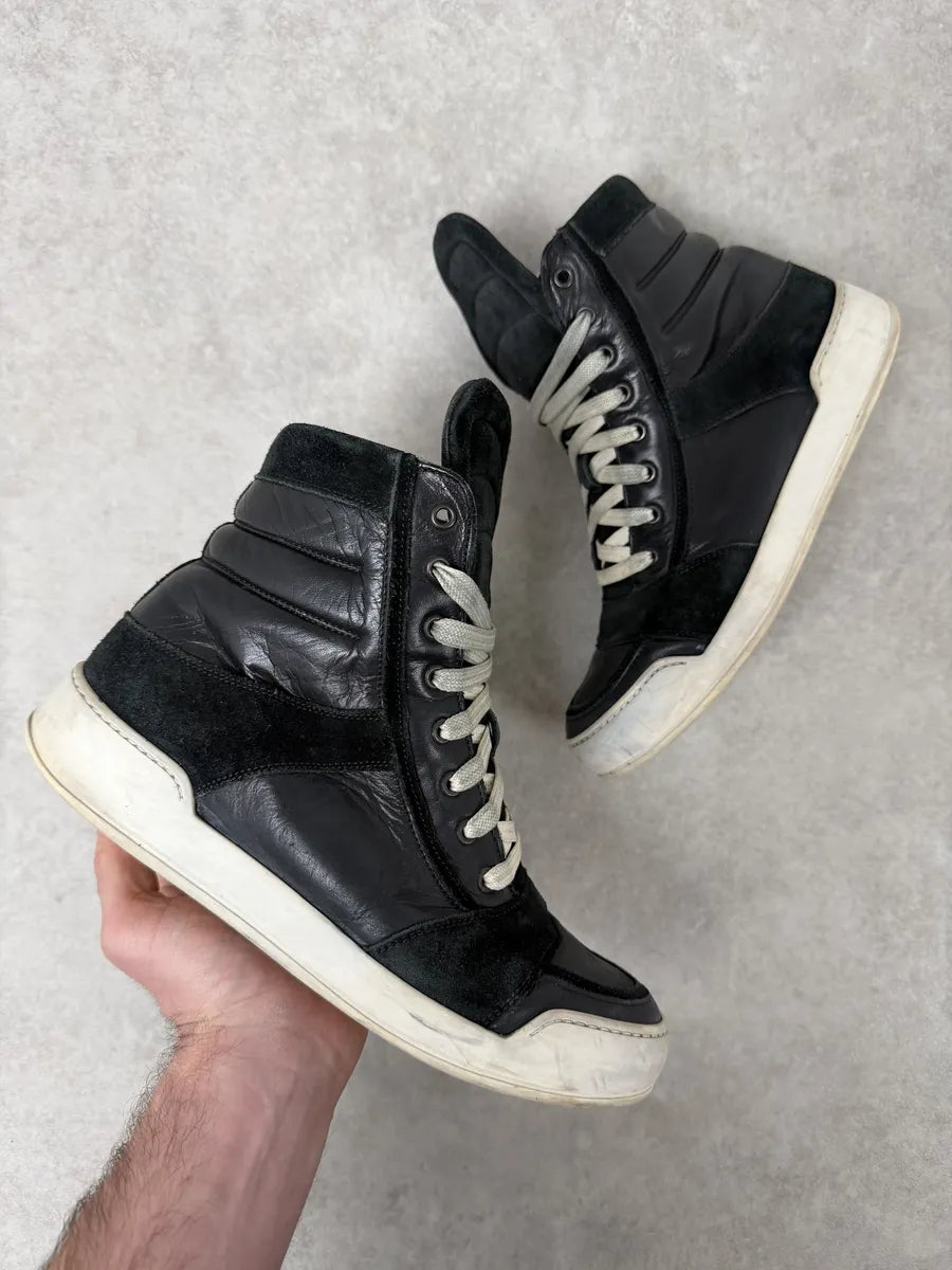 2010s Balmain Black Suede Leather High Top Sneakers JZTMHEG 0