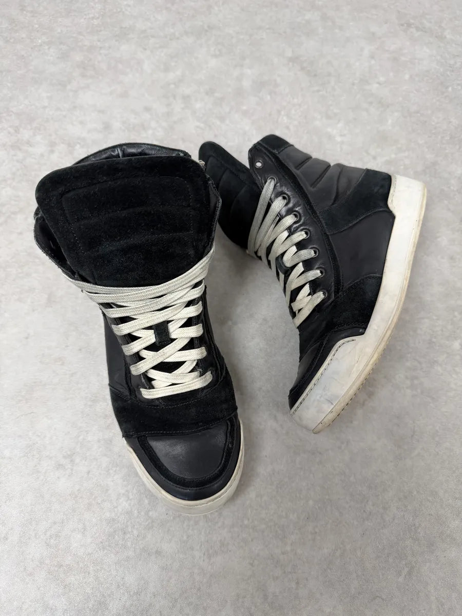 2010s Balmain Black Suede Leather High Top Sneakers JZTMHEG 2