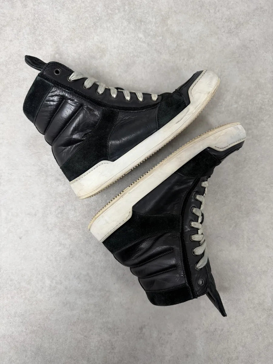 2010s Balmain Black Suede Leather High Top Sneakers JZTMHEG 3