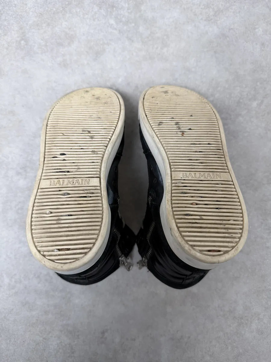 2010s Balmain Black Suede Leather High Top Sneakers JZTMHEG 7