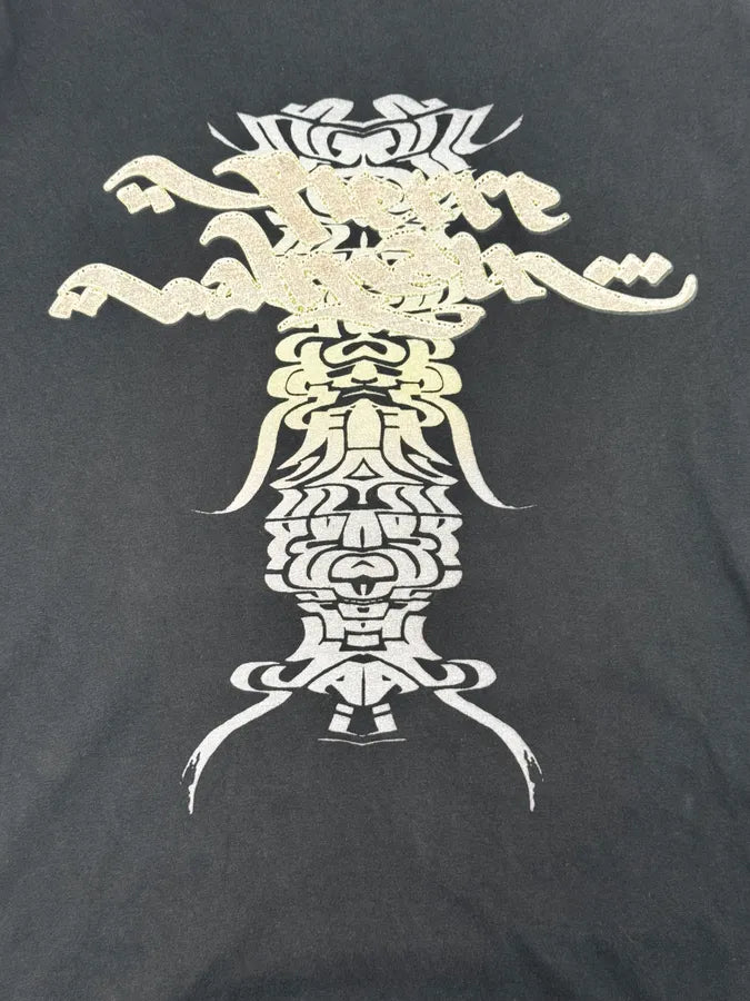 2010s Balmain Black Tribal Cross Graphic T-Shirt By Christophe Decarnin RbVRhnb 6