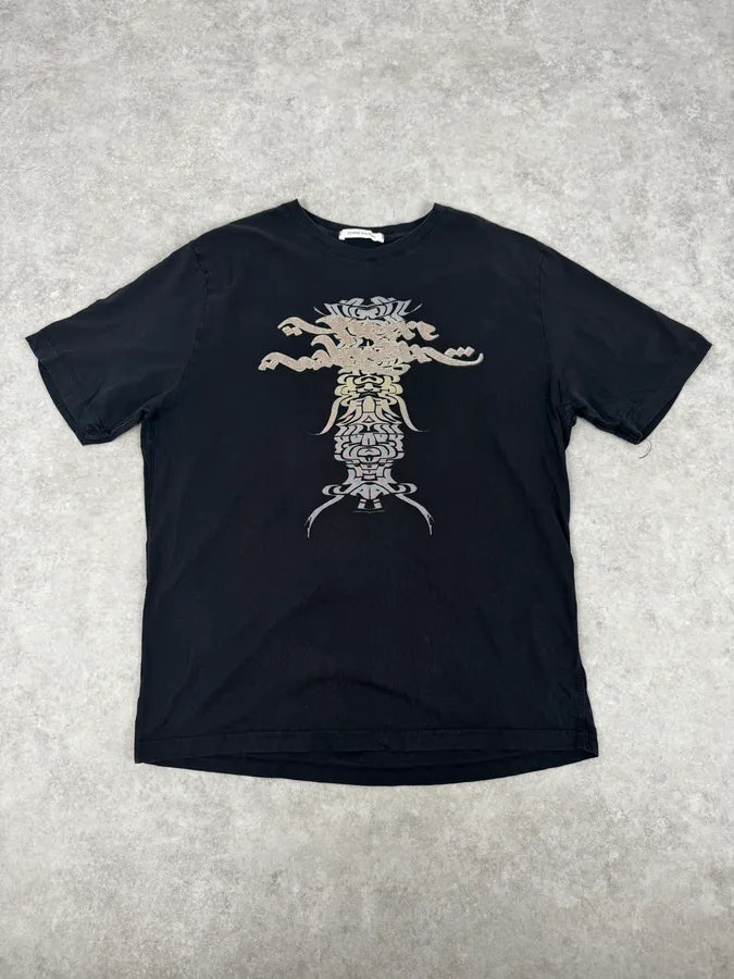 2010s Balmain Black Tribal Cross Graphic T-Shirt By Christophe Decarnin RbVRhnb 0