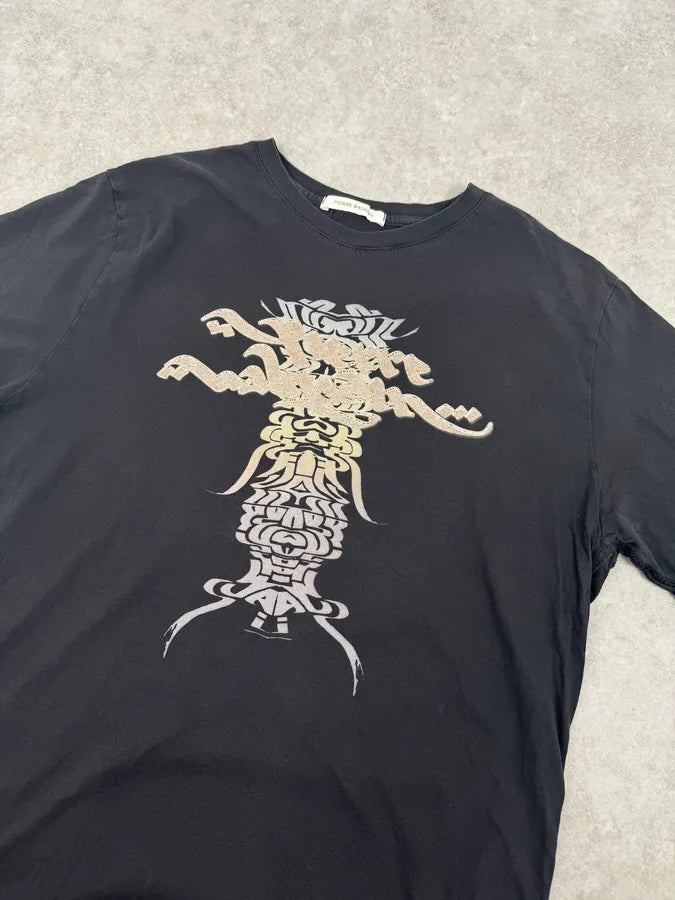 2010s Balmain Black Tribal Cross Graphic T-Shirt By Christophe Decarnin RbVRhnb 4