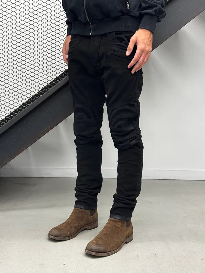 2010s Balmain Black Waxed Biker Jeans BUHEJCc 3